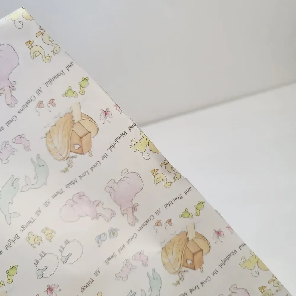 Vintage 90s Gibson Noah's Arc Animals Baby Shower Religious Gift Wrap
